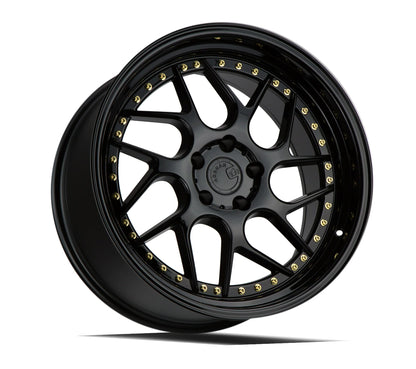 AODHAN WHEELS DS01 - Gloss Black W/ Gold Rivets