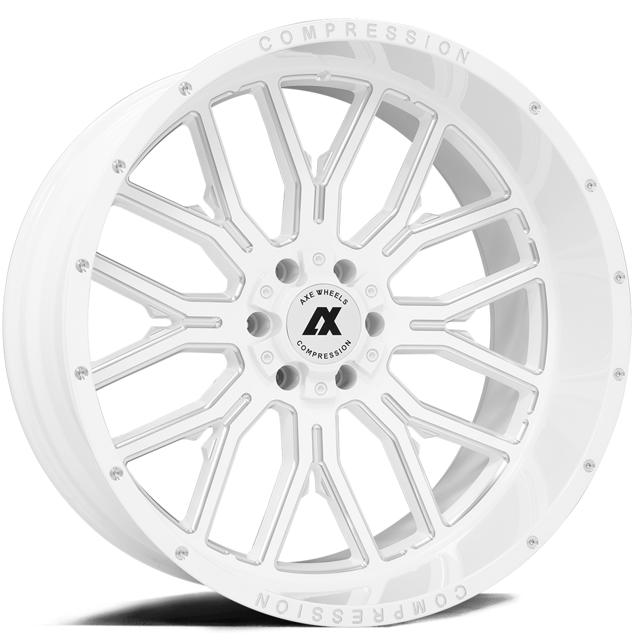 AXE WHEELS - AXE Compression Offroad AX6.3 GLOSS WHITE MILLED ACCENTS