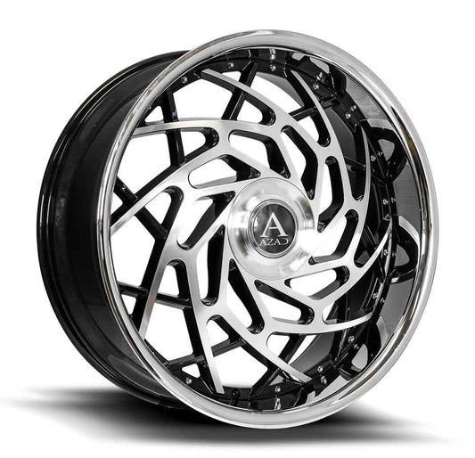 AZAD WHEELS - Azad Reign Gloss Black Machined / Chrome Lip