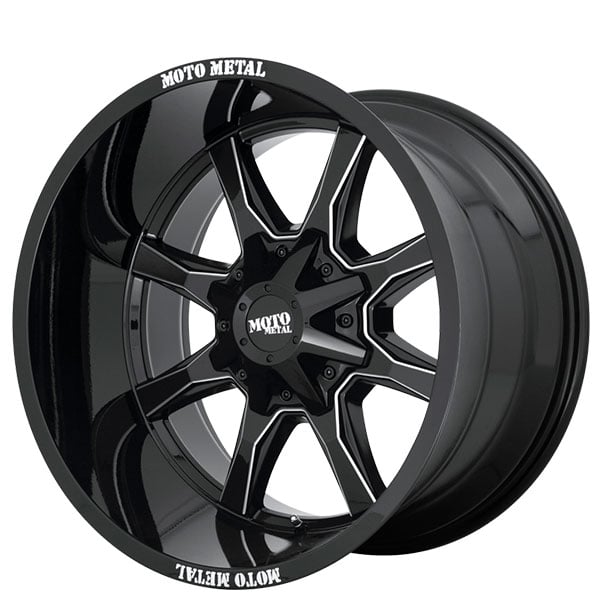 MOTO METAL WHEELS MO970 GLOSS BLACK WITH MILLED SPOKE & MOTO METAL ON ...