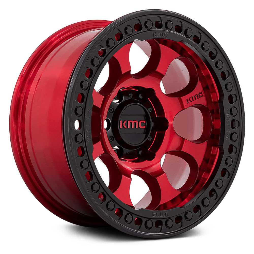 KMC WHEELS - KM237 Riot Beadlock Candy Red / Satin Black Ring