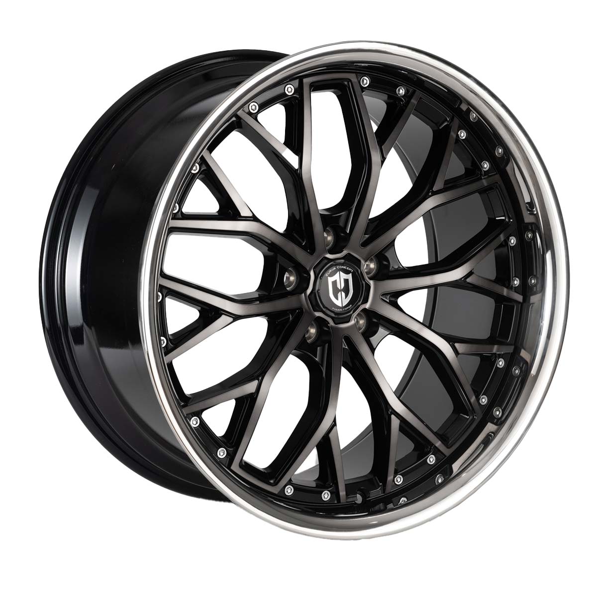 CURVA WHEELS Flow Forged  CFF76 - Gloss Black Machined Tint SS Lip