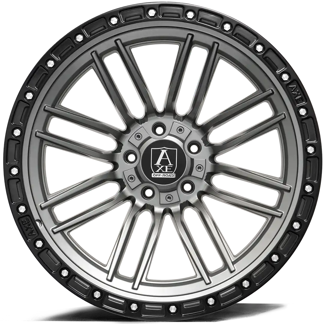 "AXE Wheels Offroad Icarus Grey – Rugged and stylish off-road rims for trucks & SUVs, built for durability, performance, and a bold aesthetic."
