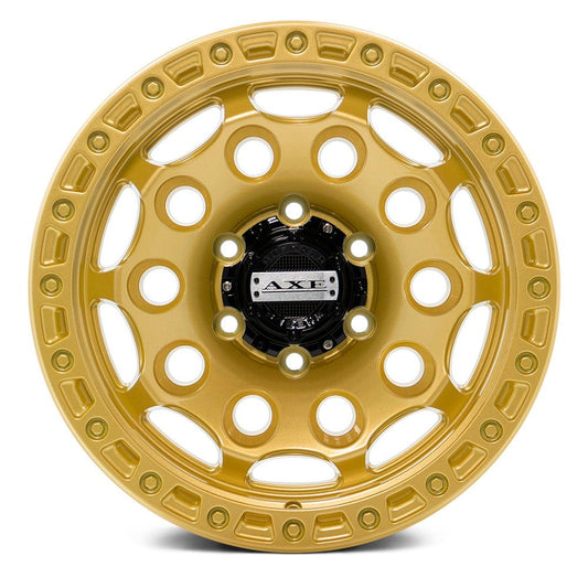 "AXE Wheels Offroad Chaos Gold – Eye-catching and rugged off-road rims with a premium gold finish, built for durability and superior performance on any adventure."