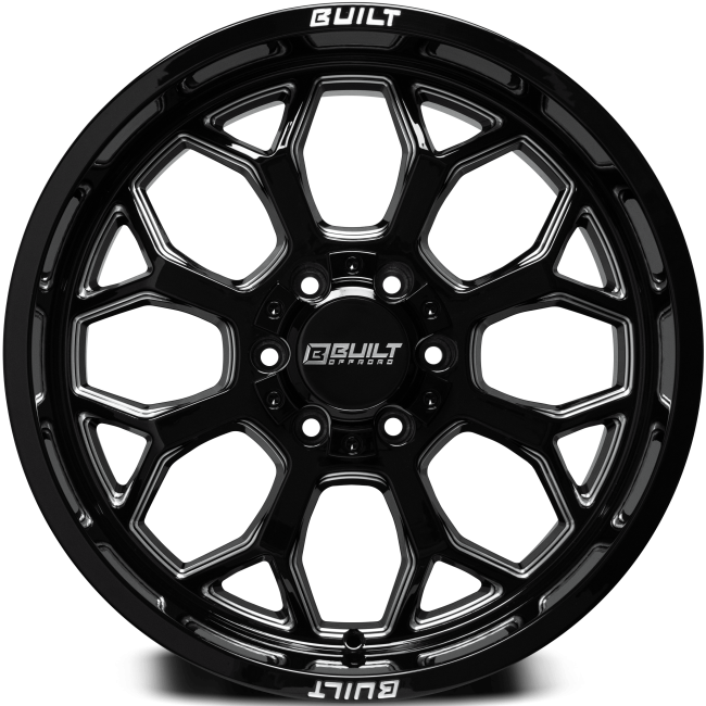 "AXE Wheels Offroad BTO-1 Gloss Black Milled – Bold and durable off-road rims for trucks & SUVs, designed for high performance and rugged style."