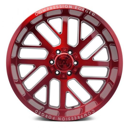 "AXE Wheels Compression Offroad AX2.2 Candy Red – Bold and durable off-road rims for trucks & SUVs, designed for high performance and striking style."