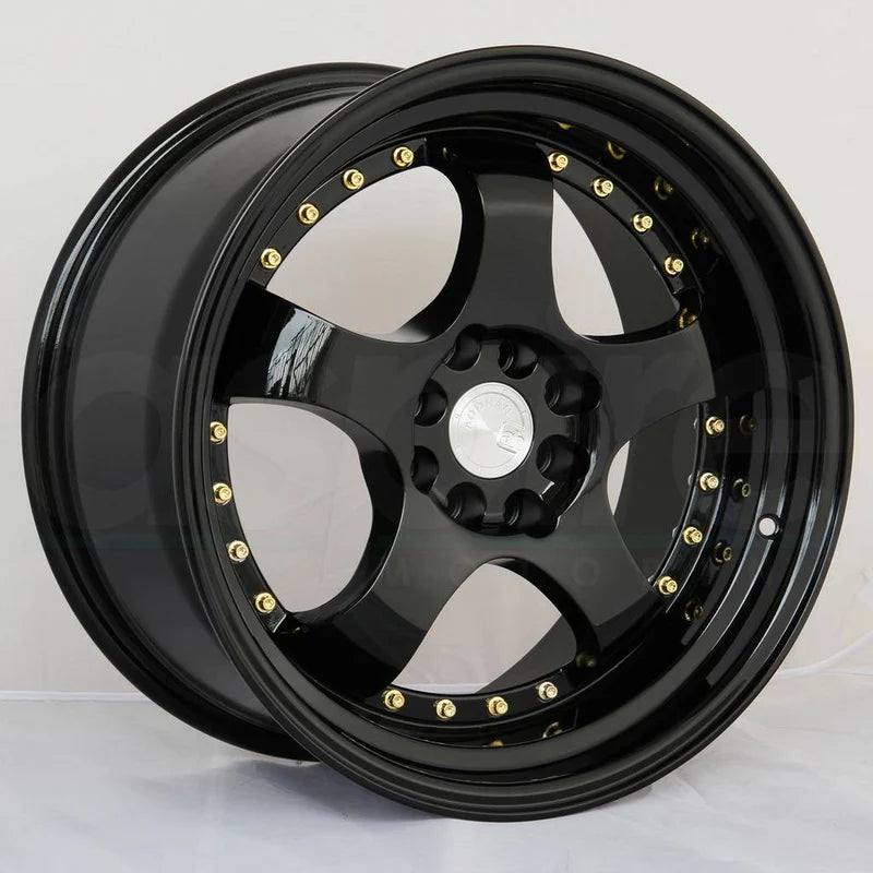 AODHAN WHEELS AH03 - Hyper Black w/ Machined Lip | Bold, Lightweight, and High-Performance Wheels for Sport, Tuner & Luxury Cars