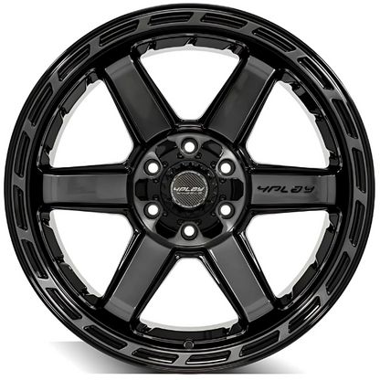 4PLAY WHEELS 4P63 – Gloss Black Brushed Face Truck & SUV Rims | High-Performance Off-Road Wheels